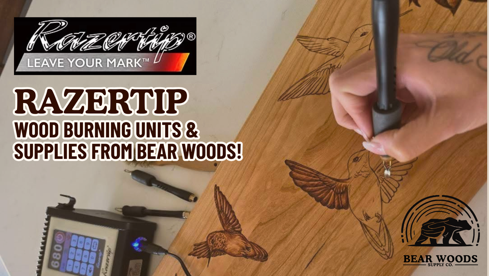 HAnd burning hummingbirds, RazerTip Wood Burning Units & Supplies from Bear Woods!