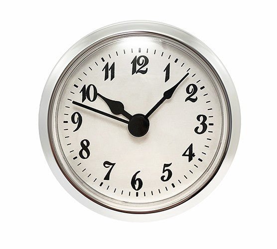 2-5/16" White Arabic Clock Insert - Silver Bezel - Clock Parts | Clock Inserts - Bear Woods Supply