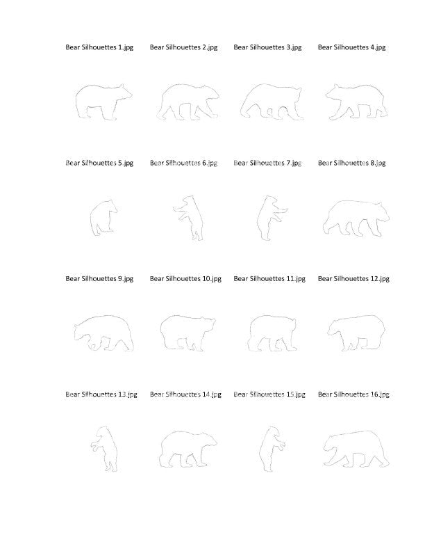 Bear Silhouettes Package -40- Scroll Saw Bear Silhouette Patterns By Jason Henry - Scroll Saw | Scroll Saw Patterns - Bear Woods Supply