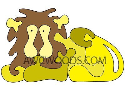 Lion Puzzle Scrollsaw Pattern by Mike Holden - Wood Craft | Toys & Joys Patterns - Bear Woods Supply