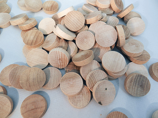 Maple Flat Head Wood Plugs (3/4" Diameter, 1/4” Thick) - Per 5000 - Wood Parts | Hole Plugs & Buttons - Bear Woods Supply