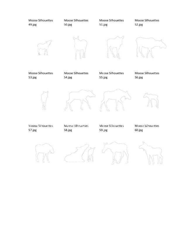Moose Silhouettes Package -63- Scroll Saw Moose Silhouette Patterns By Jason Henry - Scroll Saw | Scroll Saw Patterns - Bear Woods Supply