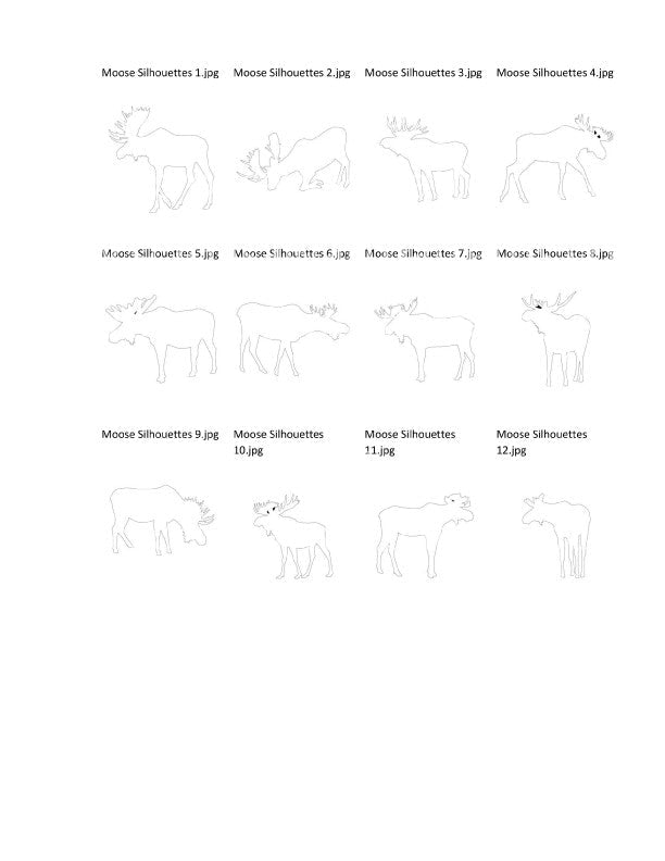 Moose Silhouettes Package -63- Scroll Saw Moose Silhouette Patterns By Jason Henry - Scroll Saw | Scroll Saw Patterns - Bear Woods Supply