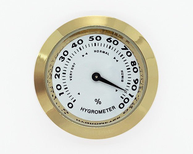 1-7/16" White Hygrometer Insert - Gold Bezel - Clock Parts | Tide Clock Movements & Weather Instruments - Bear Woods Supply