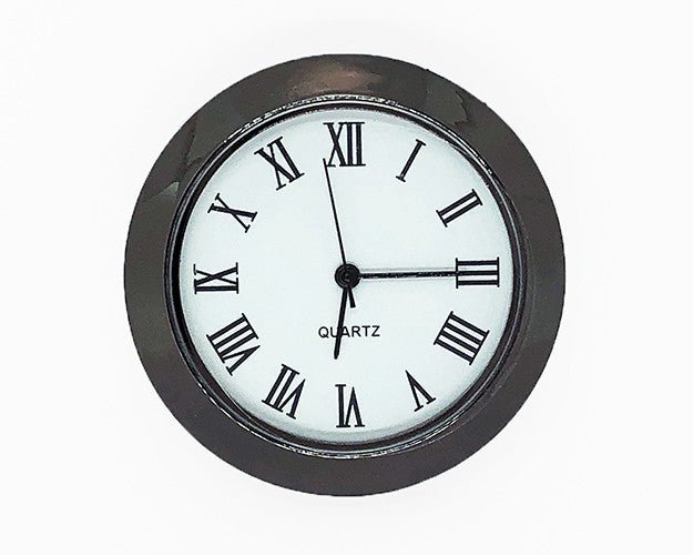 1-7/16" White Roman Clock Insert - Gunmetal Grey Bezel - Clock Parts | Clock Inserts - Bear Woods Supply