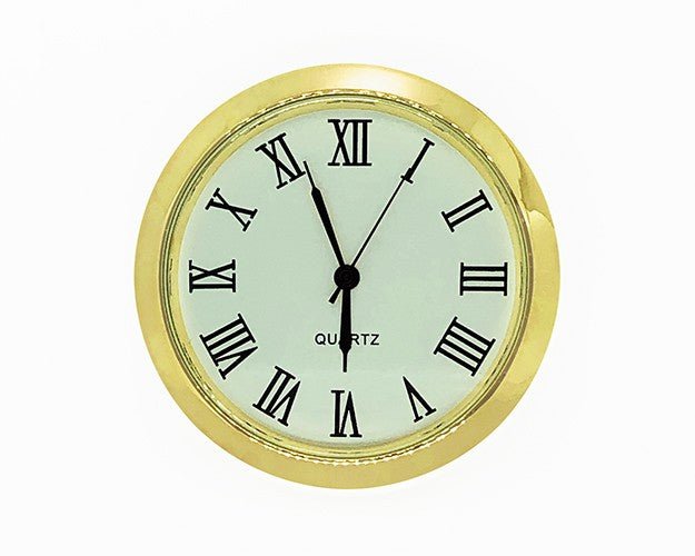 2" White Roman Economy Clock Insert - Brass Color Bezel - Clock Parts | Clock Inserts - Bear Woods Supply