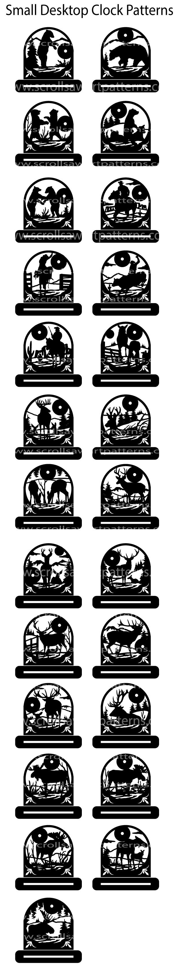 Small Desktop Clock Patterns Package - 25 Advanced Scroll Saw Patterns