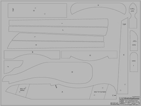 Adirondack Adult Rocking Chair Patterns Downloadable in Autocad - Wood Craft | Toys & Joys Patterns - Bear Woods Supply