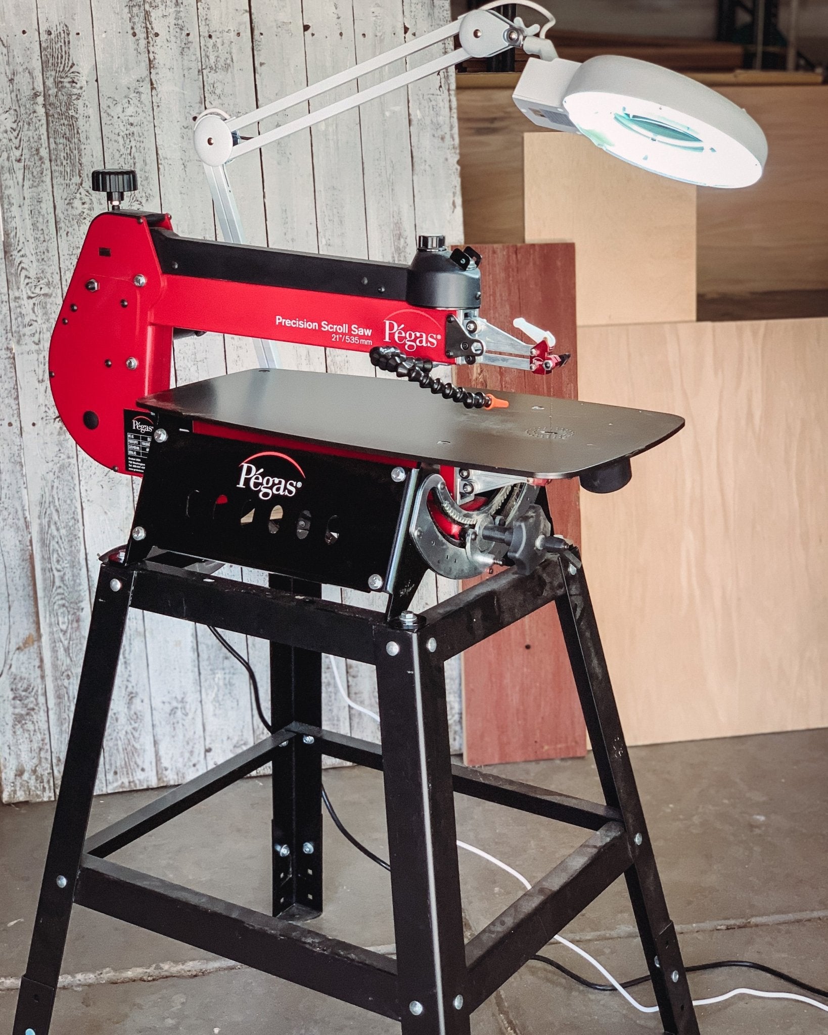 Adjustable Inspection & Magnification Lamp - Fluorescent or LED - Scroll Saw | Dust Collection & Safety - Bear Woods Supply