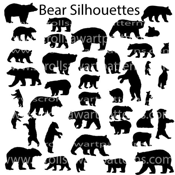 Bear Silhouettes Package -40- Scroll Saw Bear Silhouette Patterns By Jason Henry - Scroll Saw | Scroll Saw Patterns - Bear Woods Supply