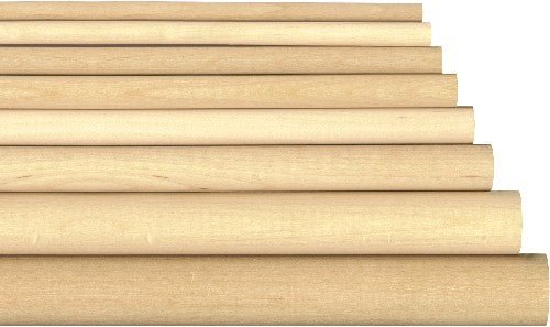 Birch Wood Dowels 1/2" x 48" (Box of 200) - Wood Parts | Dowel Rods - Bear Woods Supply