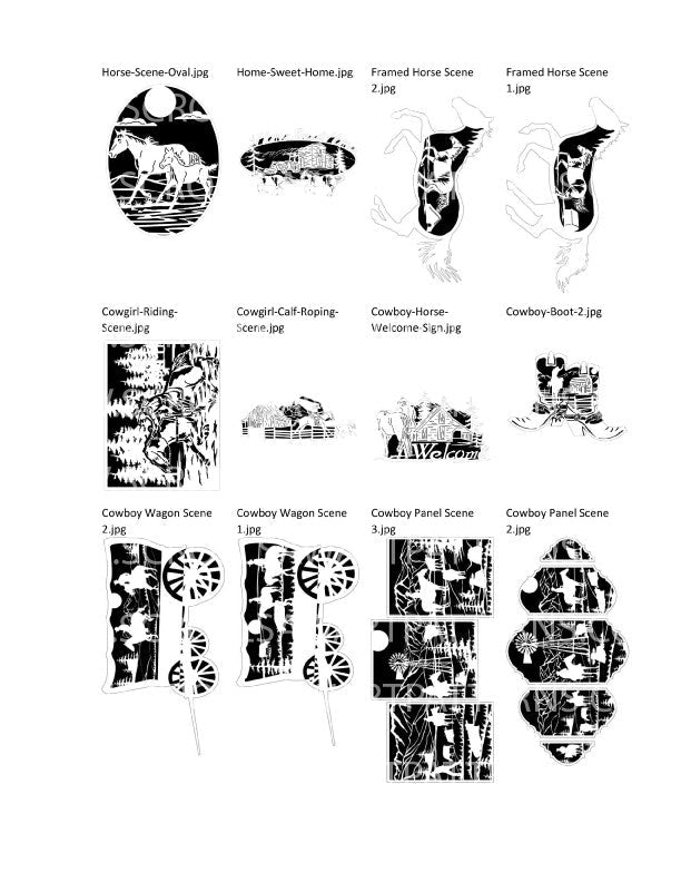 Cowboy Patterns Package -37- Scroll Saw Cowboy Patterns By Jason Henry - Scroll Saw | Scroll Saw Patterns - Bear Woods Supply
