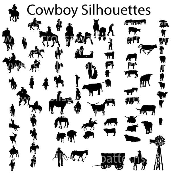 Cowboy Silhouettes Packages -80- Scroll Saw Cowboy Silhouette Patterns By Jason Henry - Scroll Saw | Scroll Saw Patterns - Bear Woods Supply