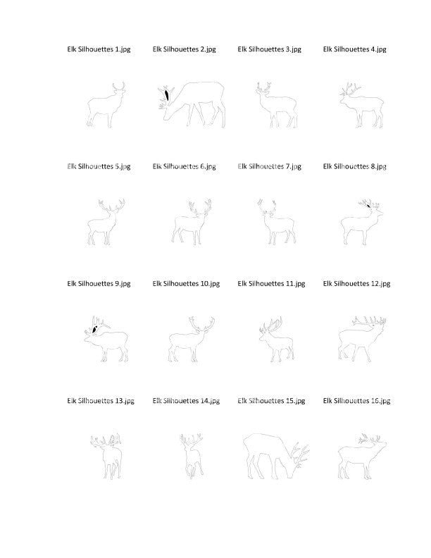 Elk Silhouettes -51- Scroll Saw Elk Silhouette Patterns By Jason Henry - Scroll Saw | Scroll Saw Patterns - Bear Woods Supply