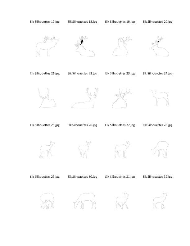 Elk Silhouettes -51- Scroll Saw Elk Silhouette Patterns By Jason Henry - Scroll Saw | Scroll Saw Patterns - Bear Woods Supply