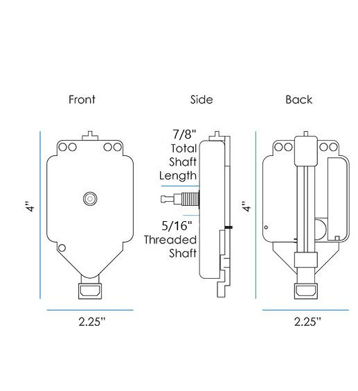 High Torque Pendulum Movements (up to 1/4" thick dial face) AA Cell - Clock Parts | Clock Dials & Faces - Bear Woods Supply