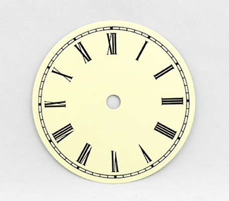 Ivory Roman Metal Dial 4-1/2" - Clock Parts | Clock Dials & Faces - Bear Woods Supply