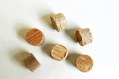 MAPLE - Side Grain Flat Head Wood Plugs with Tapered Sides, (3/8" Diameter by 1/4" Thick) - Per 100 Wood Plugs - Wood Parts | Hole Plugs & Buttons - Bear Woods Supply