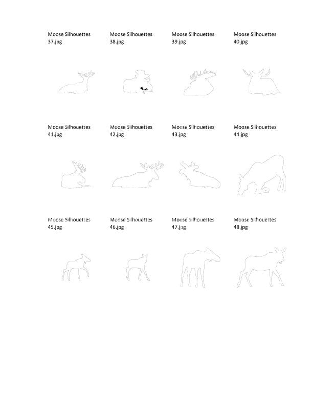 Moose Silhouettes Package -63- Scroll Saw Moose Silhouette Patterns By Jason Henry - Scroll Saw | Scroll Saw Patterns - Bear Woods Supply
