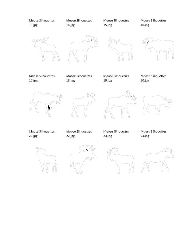 Moose Silhouettes Package -63- Scroll Saw Moose Silhouette Patterns By Jason Henry - Scroll Saw | Scroll Saw Patterns - Bear Woods Supply