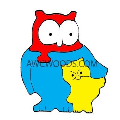 Owl Puzzle Scrollsaw Pattern by Mike Holden - Wood Craft | Toys & Joys Patterns - Bear Woods Supply