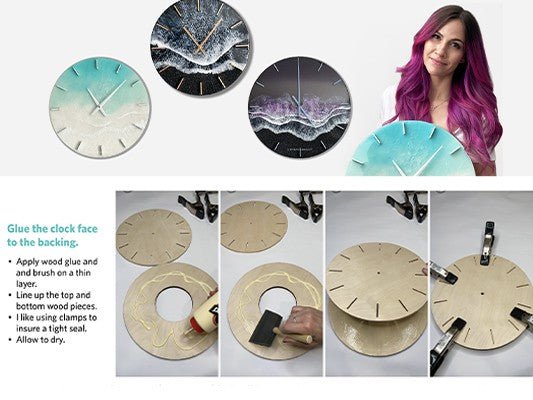 Rose - Complete Clock Kit with Shiny Rose Gold Clock Hands, Motor, Wood Round and Matching Ticks - Clock Parts | Clock Kits - Bear Woods Supply