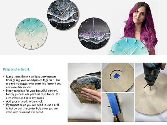 Rose - Complete Clock Kit with Shiny Rose Gold Clock Hands, Motor, Wood Round and Matching Ticks - Clock Parts | Clock Kits - Bear Woods Supply