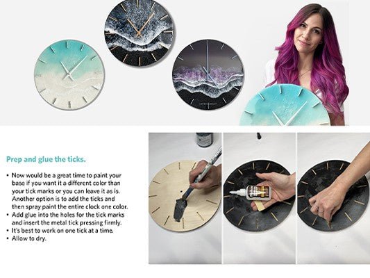 Rose - Complete Clock Kit with Shiny Rose Gold Clock Hands, Motor, Wood Round and Matching Ticks - Clock Parts | Clock Kits - Bear Woods Supply