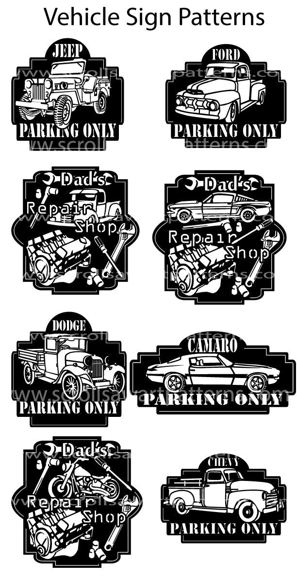 Vehicle Signs-8 Scroll Saw Vehicle Sign Patterns By Jason Henry - Scroll Saw | Scroll Saw Patterns - Bear Woods Supply