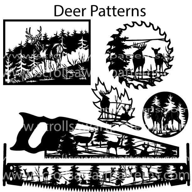 Deer Patterns Package- 48- Scroll Saw Deer Patterns