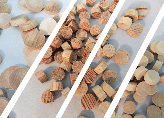 wood plugs, buttons, screwhole covers | Bear Woods Supply