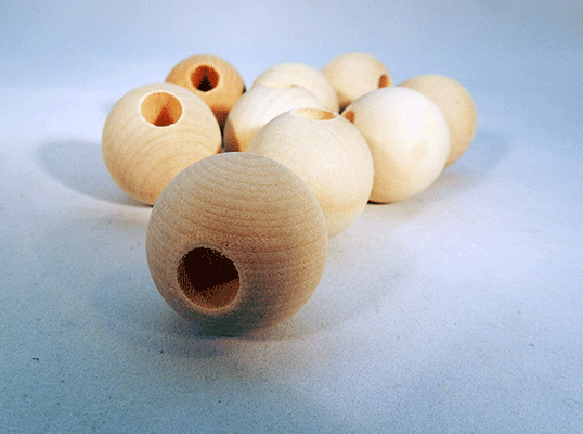 Round Wood Beads 1-1/8 inch with 3/8 inch Hole