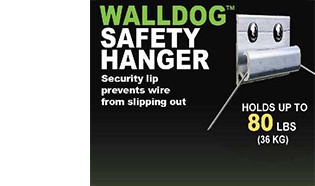 Hangman - Wall Dog Safety Wire Hanger with Friction Bumpers 3, 80 lbs