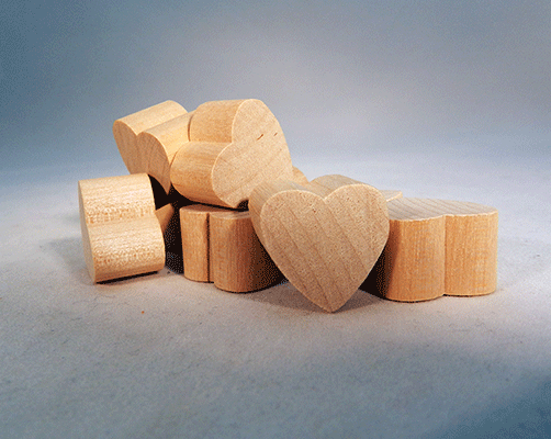 Wood Heart Flat 3/4 inch by 1/2 inch