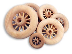 Small wooden wheels for toys on sale