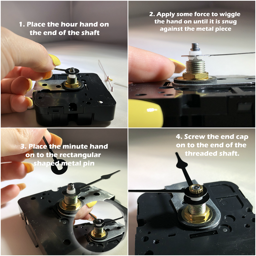 Press Fit Fix DIY Replacement Quartz Metal Clock Hands For Clock Movements 