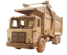 wooden garbage truck