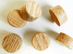 Oak side grain flat top wood plugs