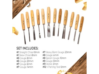 12-piece Premium Hand Sharpened Beginner Carving Set