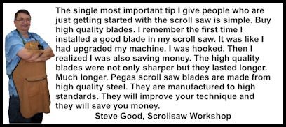 Pegas Scroll Saw Blades Chart