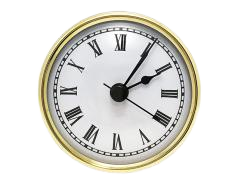 2-3/4 White Roman Quartz Clock Insert - Brass Color Bezel