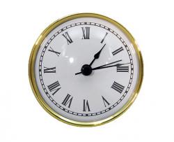 PREMIUM White Roman Numerals Clock Inserts 3-9/16, Real Brass Bezel