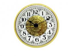 3-1/2 Fancy White Arabic Clock Inserts with Brass Color Bezel