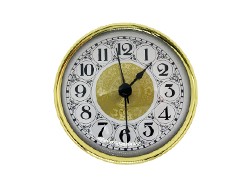 PREMIUM 3-9/16 Fancy White Arabic Clock Insert - Real Brass Bezel