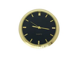 2 Premium Clock Insert With Black Dial - Brass Bezel