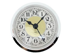 2-5/16 Fancy White Arabic Clock Insert - Silver Bezel