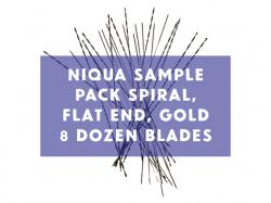 Niqua Scroll Sample Pack Spiral Gold, Flat End Spirals, and New Spiral Gold - 9 Dozen Blades