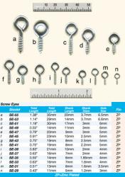 Screw Eyes Size Chart