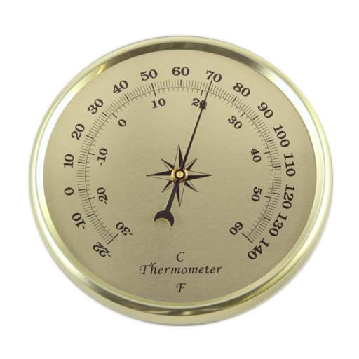Thermometer 23/4" Clock Insert, Gold on Gold
