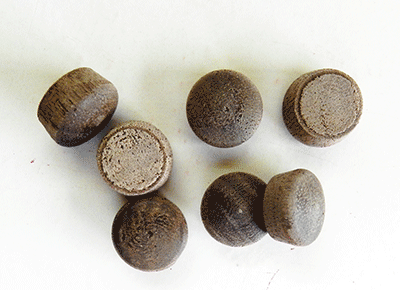 walnut wood plugs, sidegrain buttons, flathead plugs | Bear Woods Supply